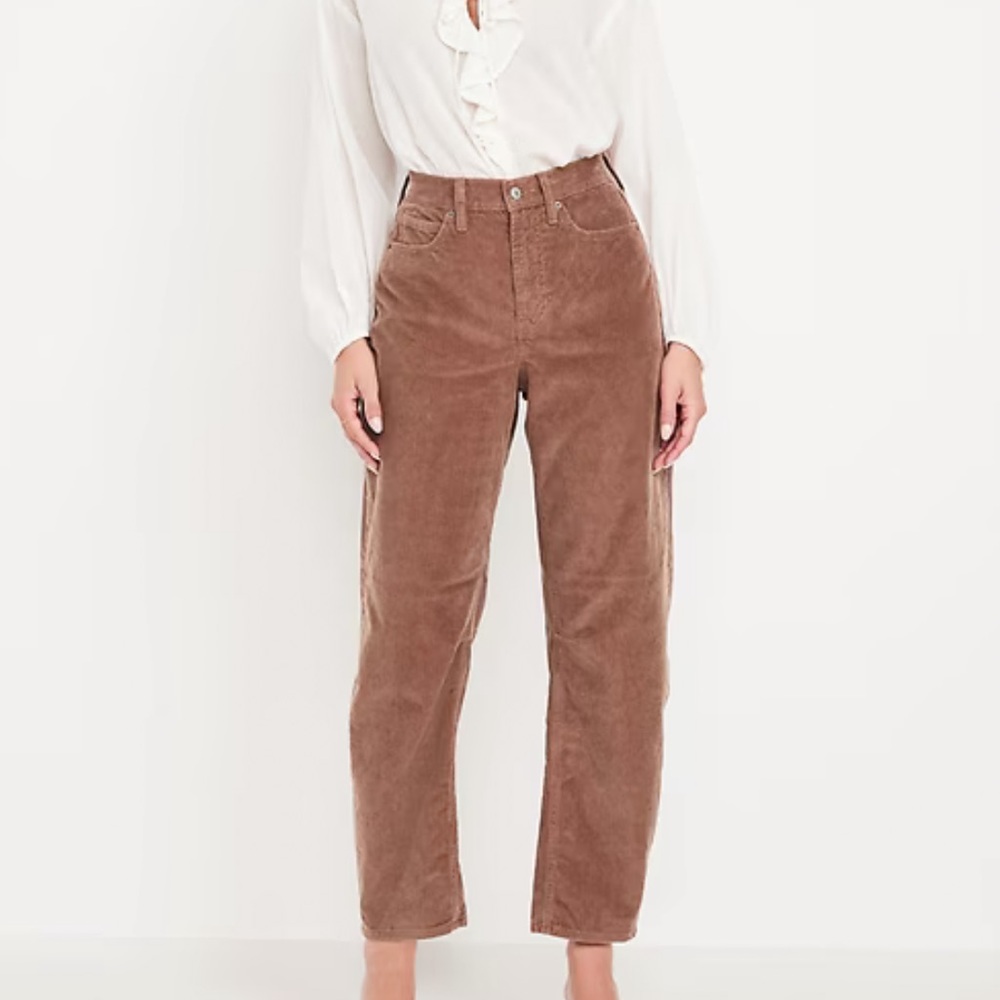 Old Navy High-Waisted Barrel Ankle Mauve Corduroy Pants